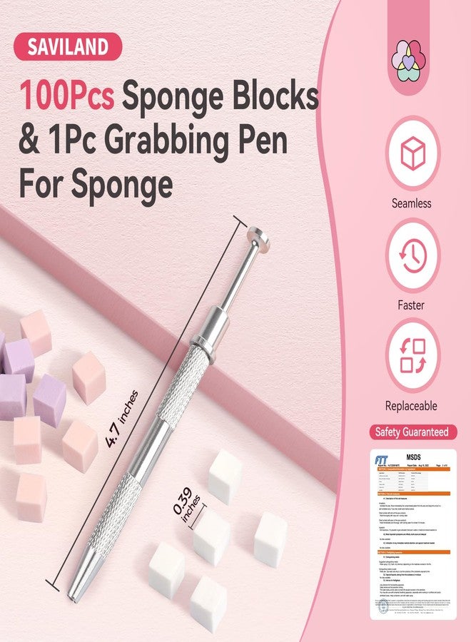 SAVILAND 100PCS Nail Sponges for Ombre: Purple Nail Art Sponges With Grabbing Pen Ombre Nail Sponge Gradient Nail Tools Aura Nails Ombre Nail Brush Professional Home DIY Nail Art Salon - Image 2